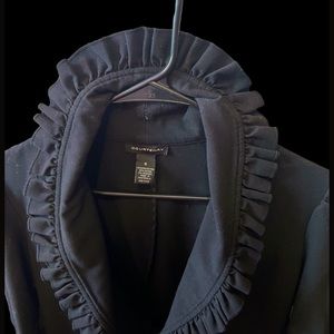 Black Ruffle Collard Blazer Suit Jacket